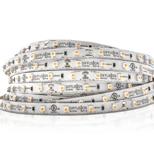 Diffusion SL1-Indoor: flexible 8mm wide linear LED strip. Comes in 16' and 100' rolls, or custom cuts every 6 LEDs (100mm or 4"). Suitable for indoor lighting applications.