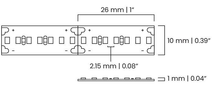 A diagram of a indoor LED Strip Lighting SL7.5-Indoor by Diffusion Lighting