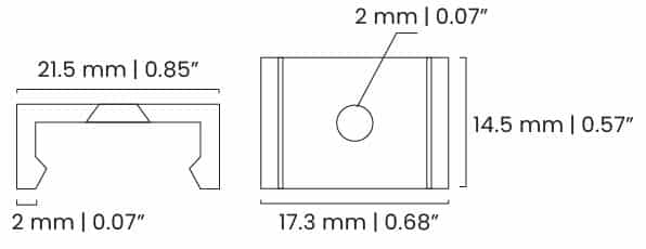 Technical dimension diagram of SLC-003R recessed web LED channel profile showing 25mm width, 15mm height, and mounting details