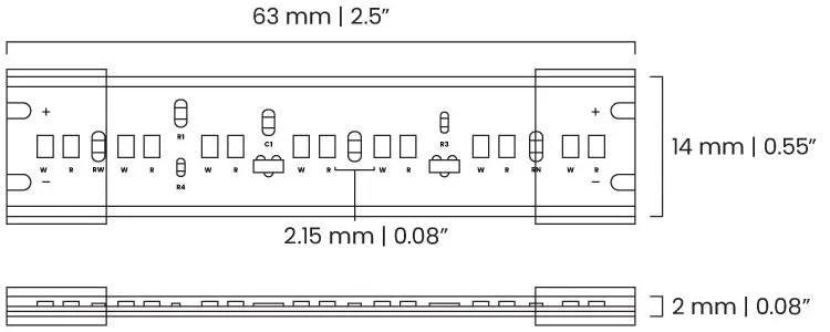 A diagram of LED Ribbon SL7.5-DW-Outdoor by Diffusion Lighting
