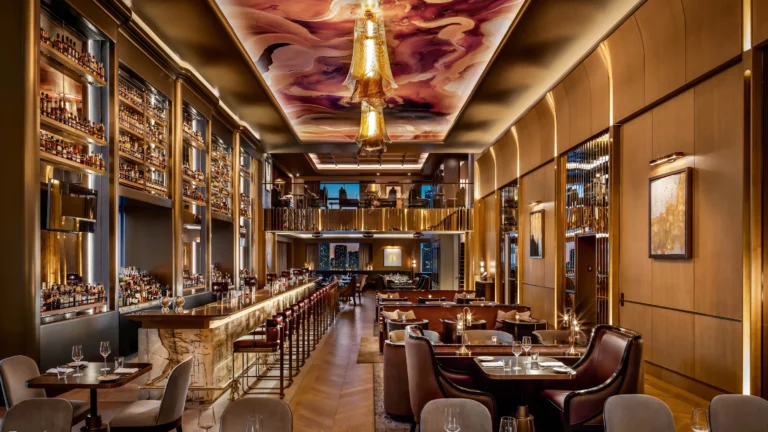 Architectural LED lighting at LOUIX-LOUIS Restaurant, interior and exterior, Canada