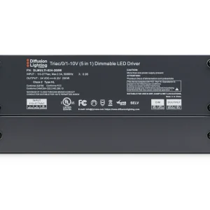 Diffusion DLMULTI-024-200W is a Dimmable LED Driver that works with Forward / Reverse phase, ELV, Triac, or 0-10V Dimmers.