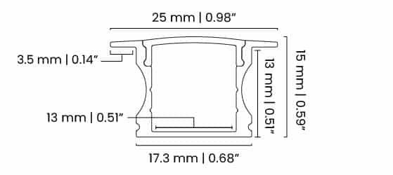 SLC-003R Recessed LED Channel Profile Dimensions – Diffusion Lighting